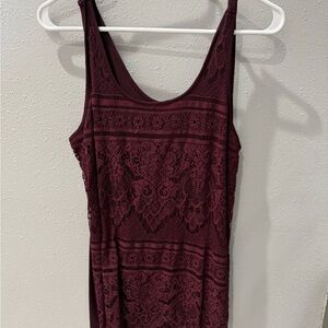 Maurices Burgundy Lace Tank Top